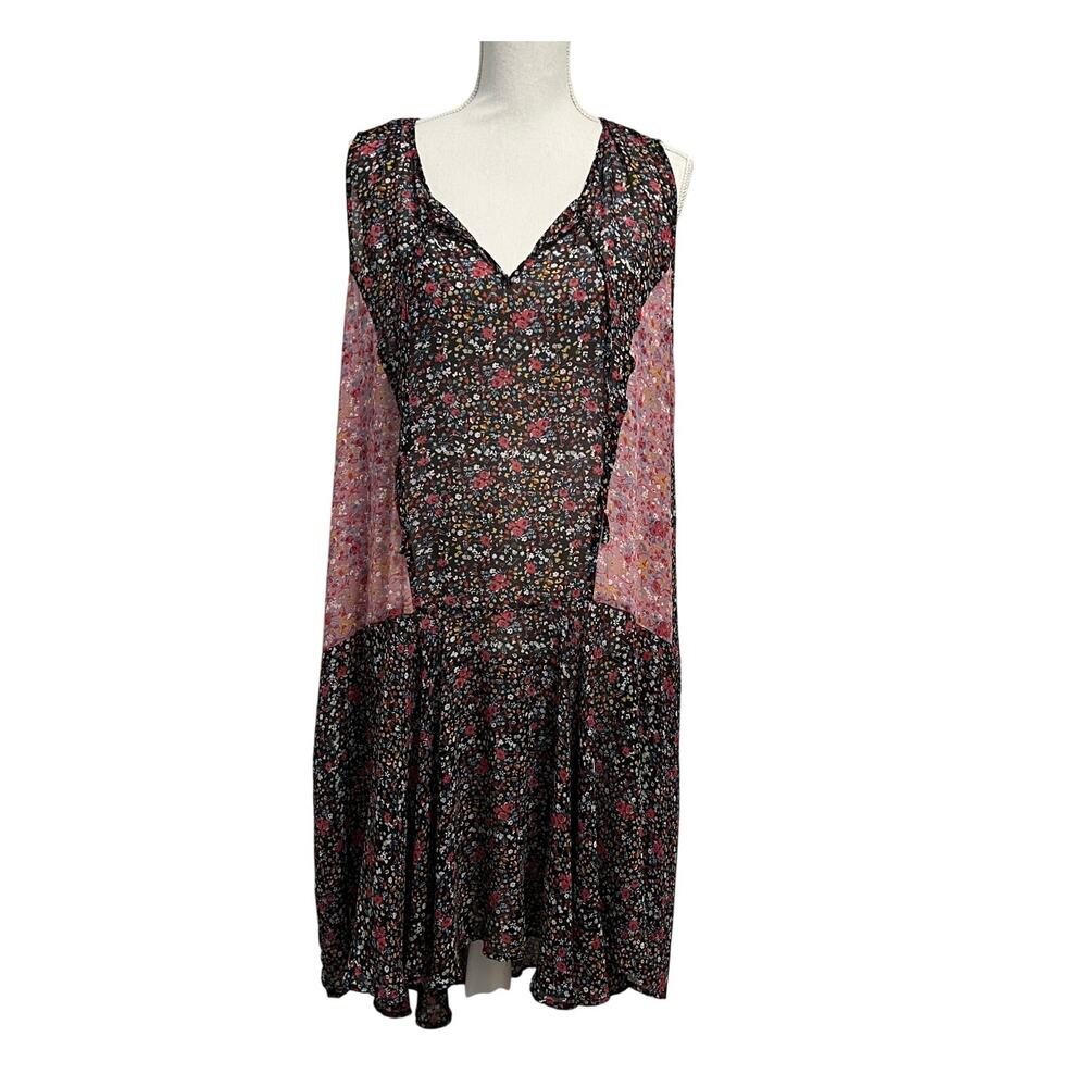 Just Fab Calico Dress Womens Extra Large Floral Sheer Beach Fairy Whimsigothh